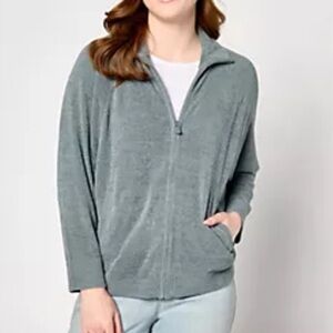 Barefoot Dreams Blue Cove (Gray) Full Zip-Up‎ Jacket. Size 2XL. NWT.